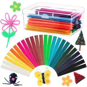 600 Pieces Wax Craft Sticks for Kids Bendable Sticky Yarn Molding Sculpting Sticks in 13 Colors with Plastic Storage Box for Handicraft DIY School Project Supplies