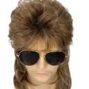 Mens Mullet Wig 70s 80s Halloween Cosplay Costume Wigs for Fancy Dress,Light Brown