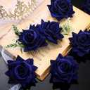 Geyoga Flower Hair Clip Set, 7 Pcs Rose Hair Accessories for Women Girls Wedding Dancing Party (Navy Blue)