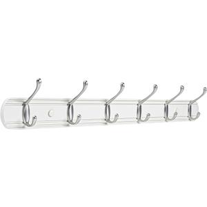 Coat Hooks Wall Mount, Wood Bamboo Wall Coat Rack with 6 Metal Hooks for Hanging Clothes, Towels, Keys, Bags(White&Brushed Nickel)