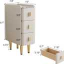 AQIMUELE Narrow Nightstand with Drawers, Narrow Side Table Leather, Small Bedside Tables for Bedroom. (White)