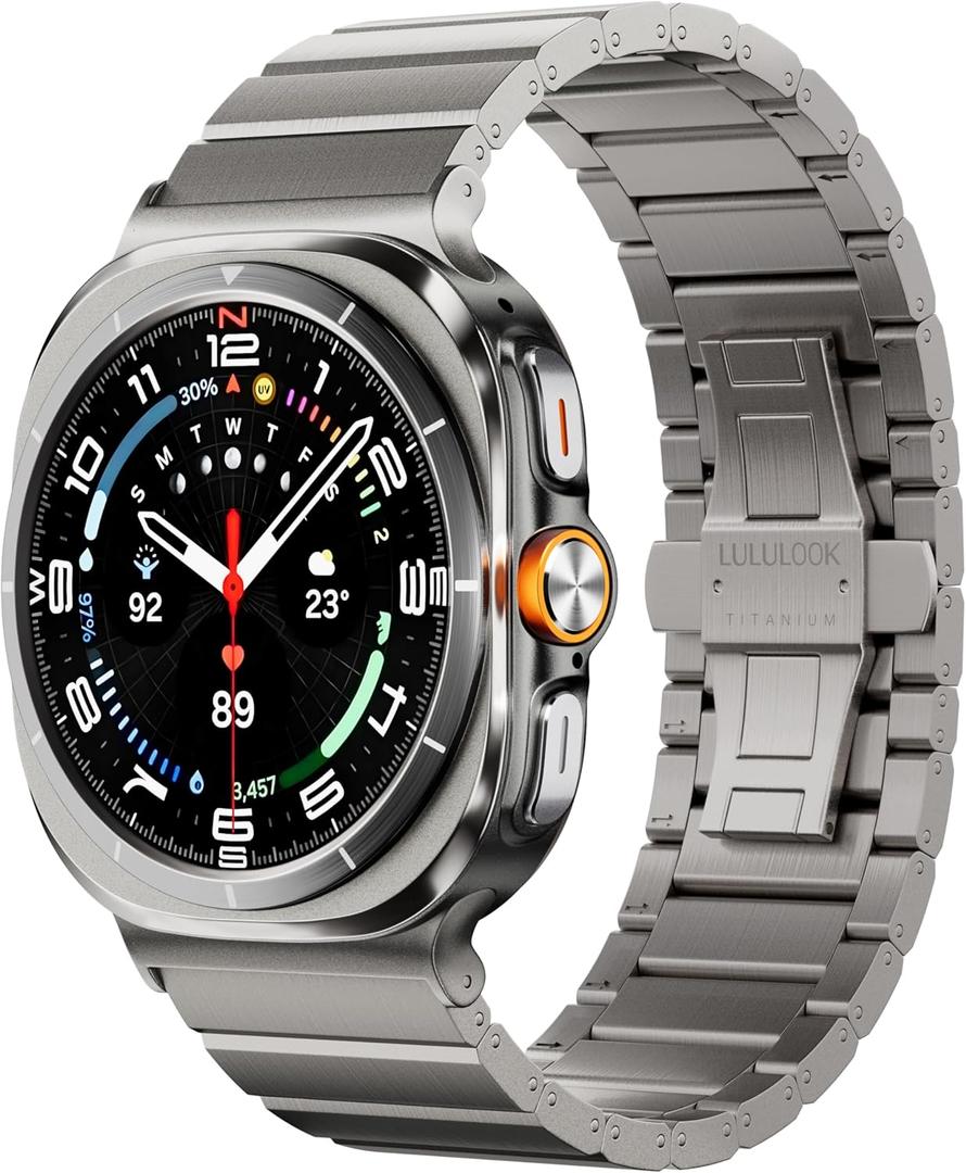 LULULOOK Titanium Band for Samsung Galaxy Watch Ultra 47mm(2024/2025), DLC Coating 24mm Width Replacement Watch Band for Galaxy Watch Ultra