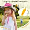 Outdoor Kids Sun Hat with Whistle,UPF 50+ Adjustable Wide Brim Bucket Hat for Boys Girls Beach UV Block Cap, 29