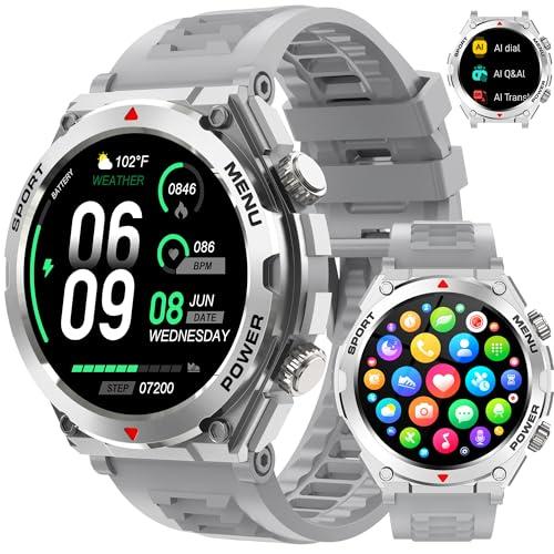 Military Smart Watch for Men With AI Q&A (Answer/Make Call/SMS Reply), 1.52" HD Smartwatch for Android Phones/iPhone, 100+ Sport Mode Fitness Tracker with HR, SpO2, Sleep Monitor, IP68 Waterproof