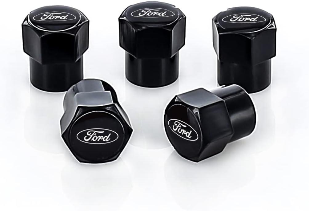 Ford Logo Black Valve Cap Covers (Black White)