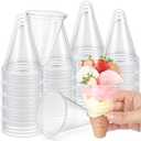 Roshtia 300 Pcs 4oz Disposable Plastic Snow Cone Cups PP Plastic Shaved Cups Leakproof Clear Ice Cream Snack Container for Events Birthday Summer Holiday Party