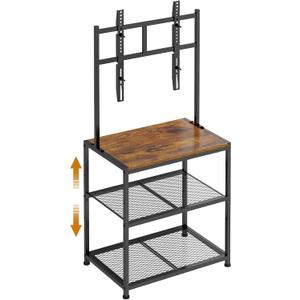 23 Inch to 50 Inch Floor Small Corner TV Stand with Storage Shelves for Living Room Bedroom, Universal Floor Television Stands with Mount, Rustic Brown Corner TV Table Desk Shelf for Small Space (Medium)