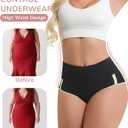 Women's Cotton Underwear High Waisted Tummy Control Ladies Panties Soft Stretch Full Coverage Briefs 4 Pack (Black, M)