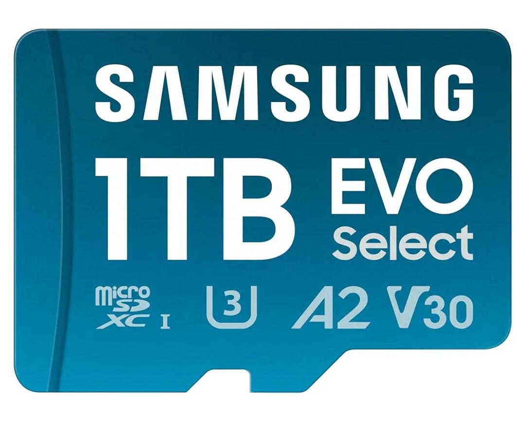 Samsung EVO Select microSD Memory Card + Adapter, 1TB microSDXC, Up-to 160 MB/s, 4K UHD, UHS-I, C10, U3, V30, A2, for Mobile Phone, Smartphones, Nintendo-Switch, and Tablets (MB-ME1T0SA/AM)