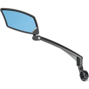 Handlebar Bike Mirror, Scratch Resistant Glass Lens, Ajustable and Rotatable Safe Rearview Bicycle Mirror (B: Blue Lens for Left)