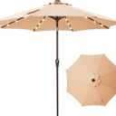 9FT Solar-Powered LED Patio Umbrella with Tilt Crank,Outdoor Market Umbrella with 32 Lights,Sunshade for Deck, Garden and Pool