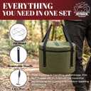 HITROCK Cast Iron Camp Dutch Oven 5QT, Pre-Seasoned Camping Dutch Oven with Lid, Flat Bottom Outdoor Pot with Lid Lifter,Pot Stand, Storage Bag & Handle for Camping, Baking, Grilling, Rounded-square Shape