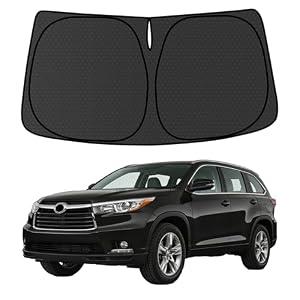 Highlander Customized Windshield Sun Shade for 2014 2015 2016 2017 2018 2019 Highlander Front Window Sunshade Visor Protector Foldable Blocks UV Rays Keep Car Cooler Accessories