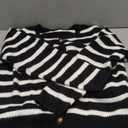 Women's Button Striped Knitted Cardigan Long Sleeve Sweater Fall Clothes Autumn and Winter Clothes (Black), Small