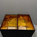 Wellmet Set of 2 Square Lampshade, 12" X14" X10" Replacement Lampshade, No Assembly Required, Classic Modern Lamp Shade for Table Lamp, Bedside Lamp, Floor Lamp, Fabric Lamp Shade, Spider Fitter (BlackGold)