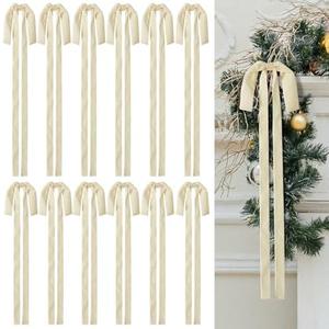 Wironlst 12Pcs Velvet Christmas Bows Large Vintage Velvet Bows for Christmas Tree, Garland Staircase Wreaths Holiday Xmas Decorations (Cream) : Home & Kitchen