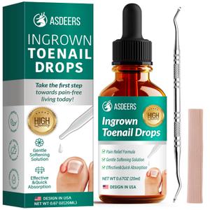 Ingrown Toenail Treatment: Ingrown Toenail Removal Kit - Nail Toe Reliever and Softener Tools for Men Women - Corrector Drops Easy to Use at Home