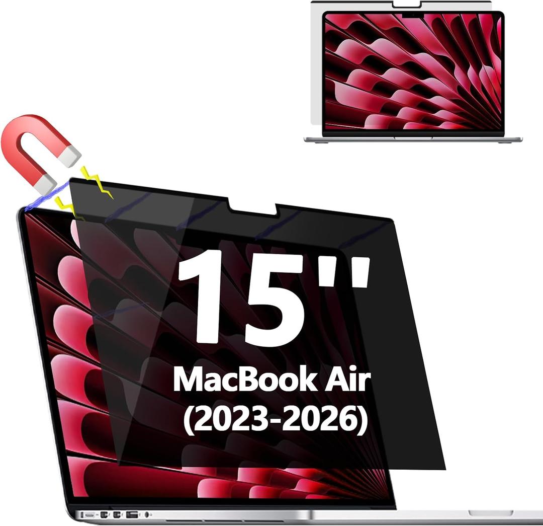 Magnetic Privacy Screen Protector for MacBook Air 15'' (2023-2026, M2-M5) | Removable Matte Laptop Privacy Filter Shield with MacBook Air 15 Inch, Anti Blue Light and Glare