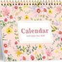 2 x Desk Calendar 2026, Desktop Calendar 2026 Standing Flip Cover 12 Month(January - December), Small Desk Planner with Stickers & Notes for Office Accessories and Home School Supplies, 8" x 6", Floral (Flowers)
