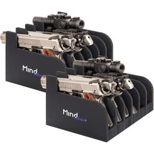 MIND&ACTION Foam Pistol Rack for Gun Safe, Gun Cabinet Accessories, Pistols Holder Storage Organizer, Revolver Firearm Handgun Rack Stand Display (2 Pack-6 Pistols Standards)