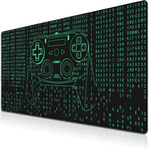Mousepad Black Keyboard Mat Desk Mouse Pads Desk Pad Large 900X400mm Mouse Pad Non-Slip Rubber Base Waterproof with Stitched Edges 35.4 X 15.7 in for Game Office, Gamepad Pattern