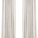 INOVADAY 100% Blackout Curtains for Bedroom, Black Out Curtains 63 Inch Long, Clip Rings Linen Blackout Drapes, Thermal Insulated Room Darkening for Living Room, 2 Panels - Beige,W50xL63