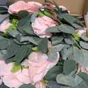 Waipfaru Flower Garland Decorations, 6.07Ft Pink Floral Rose Garland, Artificial Eucalyptus Greenery Vines with Flowers for Wedding Table Runner Centerpieces Backdrop Room Decor (Pink)