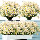 Artificial Daisies Outdoor Artificial Flowers,8 Bundles UV Resistant Fake Flowers Outdoor Plastic Flowers Shrubs for Indoor Outside Garden Porch Window Box Home Decor(White)