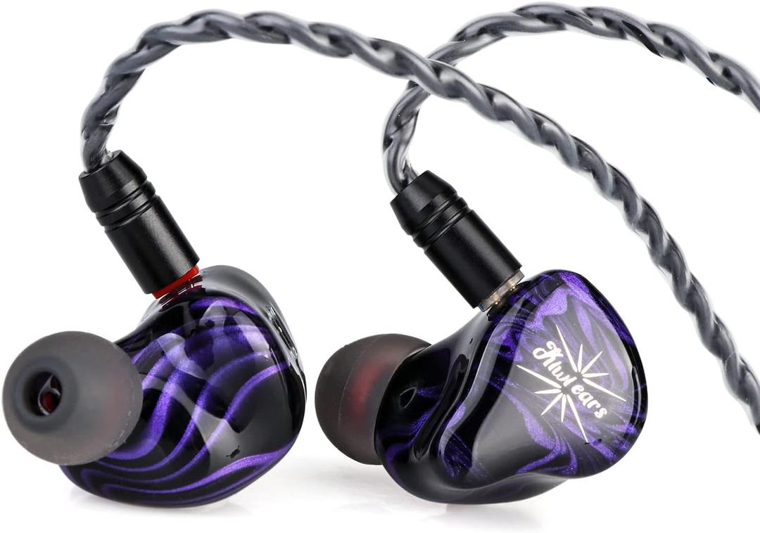 Linsoul Kiwi Ears Quartet 2DD+2BA Hybrid In-Ear Monitor, HiFi Earphones with Hand-crafted Resin Shell, Detachable OFC Silver-plated IEM Cable for Audiophile Musician DJ Studio Gaming (Purple, Quartet)