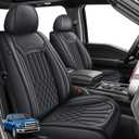 AOMSAZTO Seat Covers Fit for Ford F150 2009-2024 2025 - F250/F350/F450 2017-2024 2025 Front Pair Faux Leather Waterproof Truck Car Seat Covers (2PCS Front, Black)