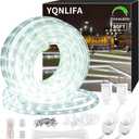 80ft LED Rope Lights, Dimmable 864 LEDs IP65 Waterproof Outdoor Indoor Linkable Cuttable Rope Light, 110V 6000K Daylight White Christmas Rope Light for Patio Garden Corridor Home Party Decor