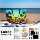 Beach Bags for Women Cute Print Waterproof Sandproof Women Tote Bag with Zipper Colorful Pool Bags for Gym Travel Vocation