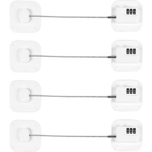 Refrigerator Lock, Heavy Duty Fridge Lock, Combination Lock for Refrigerator Cabinets, Drawers, Safety Lock, Easy Install No Keys Needed (White-4Pack)