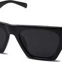 SOJOS Trendy Oversized Square Cateye Polarized Sunglasses Womens Big Frame Shades SJ2115 (All Black)