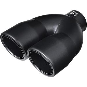 Black Dual Exhaust tip - 2.5" ID x 7"OD x 8.5"L - Double Wall Weld On Muffler Tail Pipe Stainless Steel Black Coated
