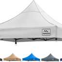 KAMPKEEPER Canopy Replacement Top Cover Roof for 10x10 Peak Pole Straight Leg Canopy Tent,PU-Coated 500D Polyester UV Waterproof,for Outdoor Commercial Garden Patio Sun Shade(Top Only) (White)