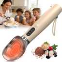Heated Ice Cream Scoop for Hard Ice Cream, 3-Speed Electric Ice Cream Scooper with USB-C Fast Charging, Cordless & Rechargeable, Ergonomic Handle for Arthritis & Weak Hands,LED Display, Easy to Clean