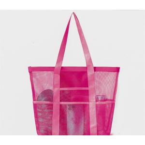 Mesh Beach Bag - Large Tote Bag for Family Hot Pink