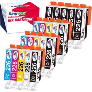KINGWAY 225 226 Ink Cartridges Compatible Replacement for Canon PGI-225 CLI-226 Ink Cartridges for Canon Printer MG5120 MG6120 MG6220 MG8120 MG8220 MG8120B iP4820 iP4920, 20Pack (with Gray)