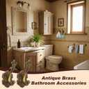 Zonon 5 Pieces Antique Brass Bathroom Hardware Accessories Set Vintage Towel Rack Toilet Paper Holder Towel Ring Robe Hook Wall Mounted for Bathroom Toilet Kitchen(Classic)
