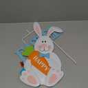 Glitzhome Easter Yard Signs Decorations Outdoor 30" H Metal Happy Easter Bunny Yard Stakes Hanging Wall Decors Standing Decorations