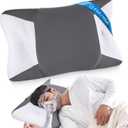 CPAP Pillow for Side Sleeping, HSA/FSA Sleep Apnea Pillow for All CPAP Masks Users to Reduce Air Leaks, Masks Pressure, Memory Foam with Cooling & Breathable Pillowcase for Side Back Sleeper (Dark Gray)