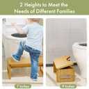 AmazerBath 7 Inches & 9 Inches Adjustable Height Bamboo Toilet Stool Squat Adult for Bathroom Poop Stool with Built-in Bracket, Potty Step Stool with Non-Slip Layer for Bathroom Natural Color