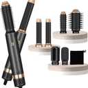 6 in 1 Hair Dryer Brush, Blow Dryer Brushies Ionic Hair Dryer, Oval Hot Air Brush, Hair Curler Straightener Magic Styler Autowrap Air Styler. (Black)