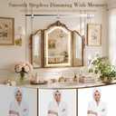 Wonderjune LED Trifold Vanity Mirror 3 Way, 24 x 30 in, Golden