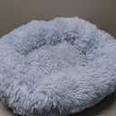 Cat Beds for Indoor Cats - Cat Bed Washable 24 inches, Dog Beds for Small Medium Dogs, Anti Anxiety Round Fluffy Plush Faux Fur Cat Bed, Thick Bottom (Cornflower Blue, Large 24" L x 24" W)