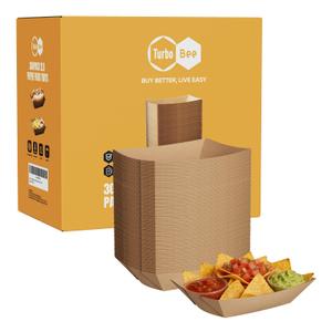 300 x Disposable Paper Food Trays 2lb, 300 Pack Bulk Brown Paper Boats - Heavy Duty Serving Trays for Fries, Tacos, Popcorn, Hot Dogs - Great for QSR Managers, Busy Families, Events