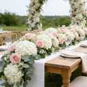 100 PCS White Hydrangea Artificial Flowers, Faux Hydrangea Flowers, Fake Hydrangeas, Silk Hydrangea Flowers with Stems, White Artificial Flowers Bulk for Wedding Party Decor Bulk Artificial Flowers