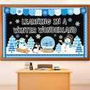 Winter Wonderland Bulletin Board Set Snowflakes Snowman Bulletin Board Decoration Paper Cutouts Decor Learning in A Winter Wonderland Penguin Tree for Holiday Classroom Home Chalkboard Wall Decor