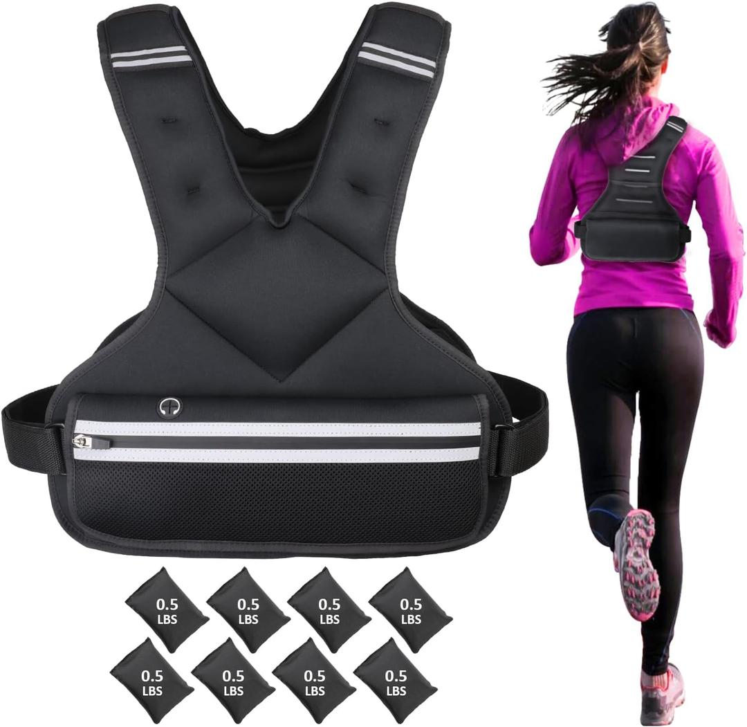 JoyPlus Adjustable Weight Vest,Strength Training Running Vest, Workout Equipment, Sport Exercise, Fitness, Weight Loss for Men 12LB, Women 8LB, Velcro or Buckle (Black 4-8LB)